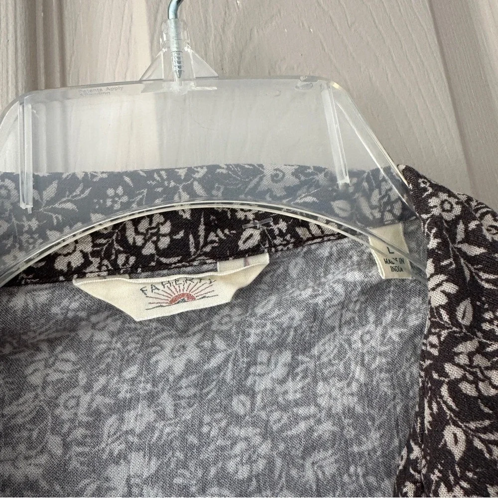 Faherty Cabana Long Sleeve‎ Shirt Blouse Charcoal Woodstock Floral size Large
